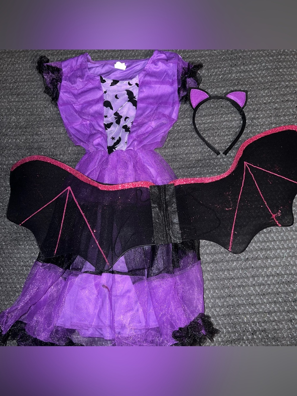 Purple Bat Wing Kids Costume with Headband